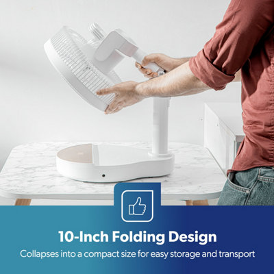 GEEPAS 10 Inch DC Folding Fan Portable Folding Desk Fan with Remote Control  12 Speed, 8 Hour Timer
