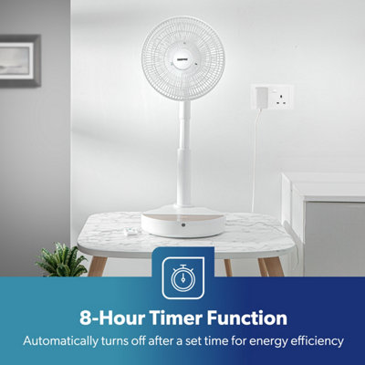 GEEPAS 10 Inch DC Folding Fan Portable Folding Desk Fan with Remote Control  12 Speed, 8 Hour Timer