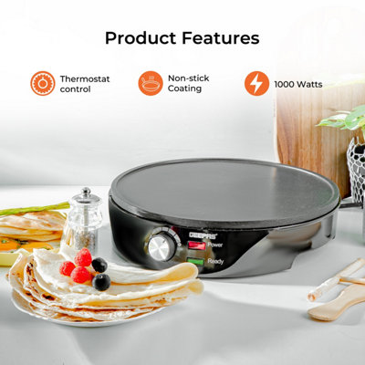 Geepas 1000W Pancake & Crepe Maker Electric Non-Stick Cooking Plate
