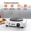 Geepas 1000W Single Electric Hot Plate Portable Kitchen Hob Cooker, White