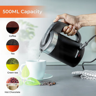 Geepas 1100W Stainless Steel Compact Travel Electric Kettle 0.5L