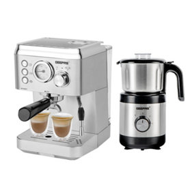 Geepas 1140W Espresso & Cappuccino Coffee Machine & 450W Coffee Grinder Combo Set