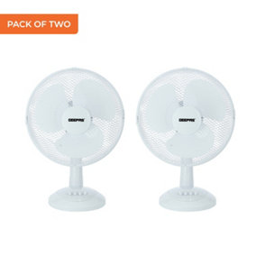 Geepas 12 Inch Desk Fan Oscillating Portable Rotating Air Cooling Fan 3 Speed, Pack of 2