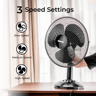 Geepas 12-Inch Portable Table Fan Desktop Cooling Fan for Desk Home or Office 40W