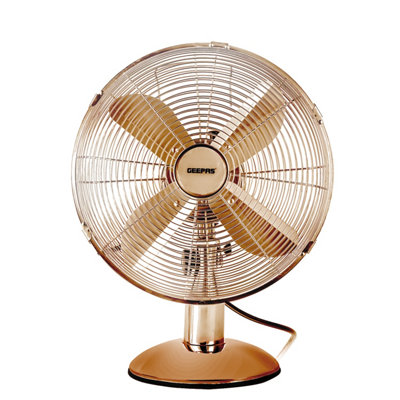 Geepas 12" Metal Desk Fan Electric Fan with 3-Speeds, 4 Aluminium Blades, Oscillating Metal Table Fan