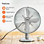 Geepas 12inch Chrome Metal Desk Fan Electric Fan 3 Speed Oscillating Table Fan