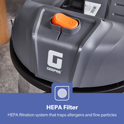 GEEPAS 1400W Cylinder Vacuum Cleaner 30L Wet & Dry Blower Function HEPA Filter