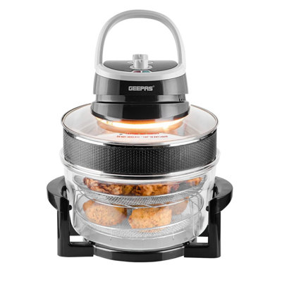 Geepas 1400W Turbo Halogen Oven 17L, 60min Timer, Adjustable Temperature  Control, Self Clean Function & Low Fat Air Fryer