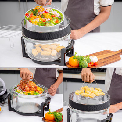 Geepas 1400W Turbo Halogen Oven 17L, 60min Timer, Adjustable Temperature Control, Self Clean Function & Low Fat Air Fryer