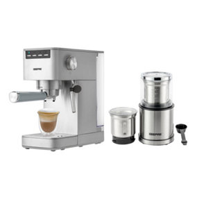 GEEPAS 1450W Espresso & Cappuccino Coffee Machine & 200W Coffee Grinder Combo Set Milk Frother 1.4L
