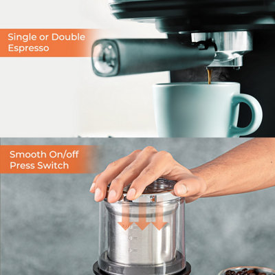 GEEPAS 1450W Espresso & Cappuccino Coffee Machine & 200W Coffee Grinder Combo Set