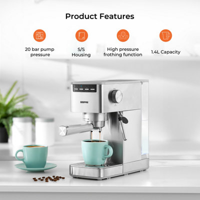 Geepas 15 Bar Cappuccino Espresso Coffee Machine Automatic Switch-Off Milk Frother