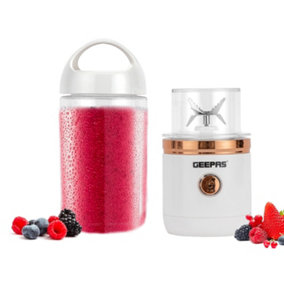 Geepas 150W 420ml Mini Rechargeable Blender Smoothie Maker Kitchen Gym, White
