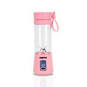 Geepas 150W Mini Rechargeable Blender Smoothie Maker Kitchen Gym 330ml , Pink