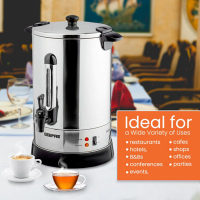 Geepas 15L Electric Catering Urn, 1650W Instant Hot Water Boiler Dispenser Tea Urn Kettle Commercial Office Use