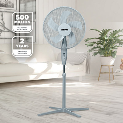 GEEPAS 16 Inch 5 blade Pedestal Fan 45W, Grey