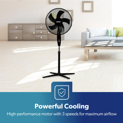 GEEPAS 16 Inch 5 blade Pedestal Fan 45W Oscillating Cooling Fan Height ...