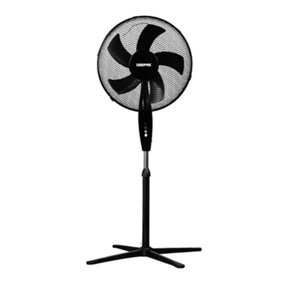 GEEPAS 16 Inch 5 blade Pedestal Fan  45W Powerful Free Standing Oscillating Cooling Fan Height and Tilt Adjustable, Black