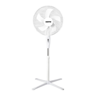 GEEPAS 16 inch 5 blade Pedestal Fan 45W, White