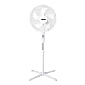 GEEPAS 16 inch 5 blade Pedestal Fan 45W, White