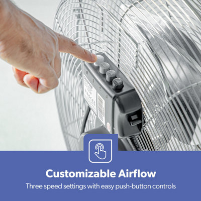 Geepas 16 Inch Chrome Floor Standing  Fan with 3 Speed Tilt Function