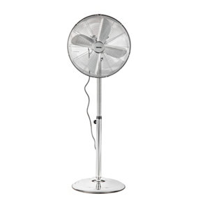 Geepas 16 Inch Chrome Metal Pedestal Fan Heavy Duty Electric Standing Floor Fan with 3-Speed
