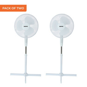 Geepas 16 Inch Floor Standing Pedestal Fan Oscillating 3 Speed Air Cooling Pack of 2, White
