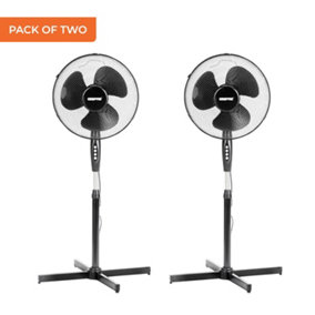 Geepas 16 Inch Floor Standing Pedestal Fan Oscillating Air Cooling Pack of 2, Black
