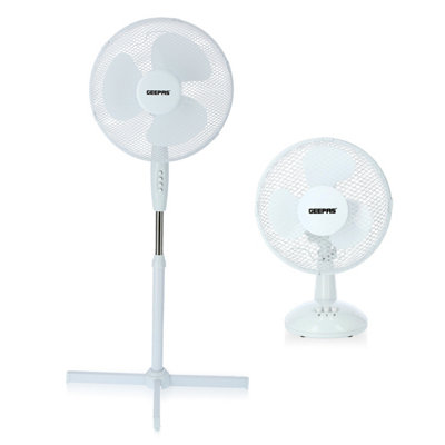 Geepas 16-Inch Pedestal Fan & 9-Inch Table Fan Combo Set, Electric Floor Stand Air Cooling Fan for Home or Office