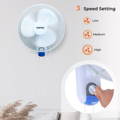 Geepas 16-Inch Wall Fan, 45W Electric Cooling Wall Mountable Fan for Home or Office