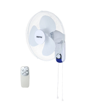 Geepas 16 Inch Wall Mountable Fan with Remote Oscillating Cooling Fan, 3 Speeds