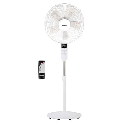 Geepas 16" Pedestal Fan with Remote Control 60W Free-Standing Oscillating Cooling Fan