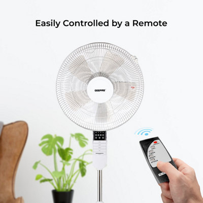 Geepas 16" Pedestal Fan with Remote Control 60W Free-Standing Oscillating Cooling Fan
