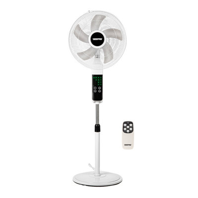 Geepas 16inch Pedestal Fan with Remote Control 60W Powerful Free-Standing Oscillating Cooling Fan, Height Adjustable