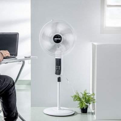 Geepas 16inch Pedestal Fan with Remote Control 60W Powerful Free-Standing Oscillating Cooling Fan, Height Adjustable
