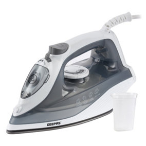 Geepas 1750W Dry & Wet Steam Iron Temperature Control, Non-Stick Soleplate, Black
