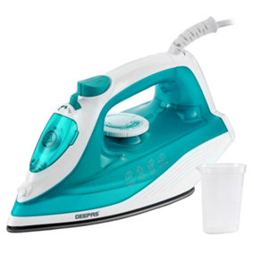 Geepas 1750W Dry & Wet Steam Iron Temperature Control, Non-Stick Soleplate, Blue