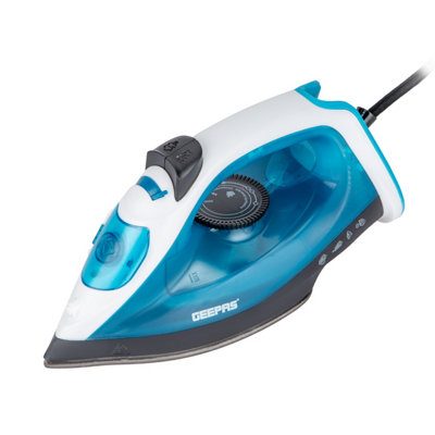 Geepas 1800W Steam Iron Dry & Wet Steam Iron, Variable Temperature Control, Non-Stick Soleplate, 120ml Tank, Blue