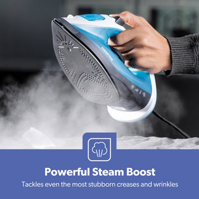 Geepas 1800W Steam Iron Dry & Wet Steam Iron, Variable Temperature Control, Non-Stick Soleplate, 120ml Tank, Blue