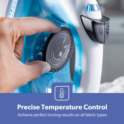 Geepas 1800W Steam Iron Dry & Wet Steam Iron, Variable Temperature Control, Non-Stick Soleplate, 120ml Tank, Blue
