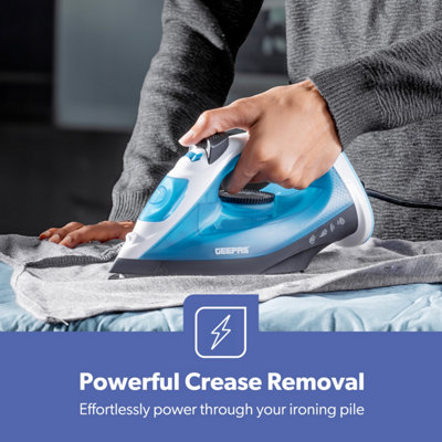 Geepas 1800W Steam Iron Dry & Wet Steam Iron, Variable Temperature Control, Non-Stick Soleplate, 120ml Tank, Blue