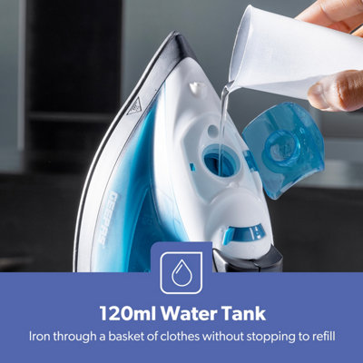 Geepas 1800W Steam Iron Dry & Wet Steam Iron, Variable Temperature Control, Non-Stick Soleplate, 120ml Tank, Blue