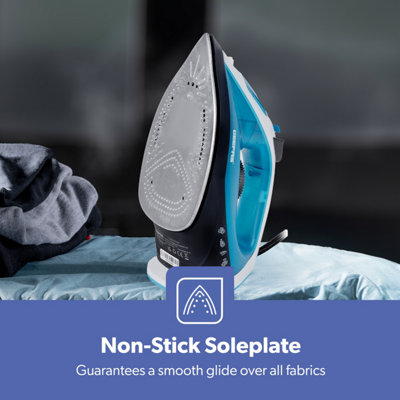 Geepas 1800W Steam Iron Dry & Wet Steam Iron, Variable Temperature Control, Non-Stick Soleplate, 120ml Tank, Blue
