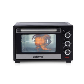 Geepas 19L Mini Oven and Grill 1280W Countertop Electric Cooker with Rotisserie & 60 Mins Timer, 6 Selectors