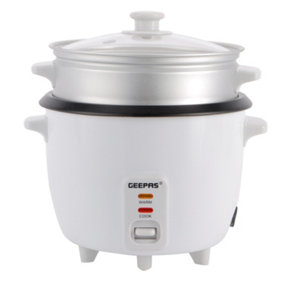 Geepas 1L Rice Cooker with Steamer 400W, Non-Stick Inner Pot, Automatic Cooking, Easy Cleaning, High-Temperature Protection