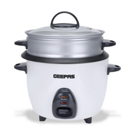 Geepas 1L Rice Cooker with Steamer 400W, Non-Stick Inner Pot, Automatic Cooking