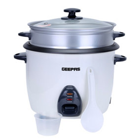Geepas 2.2L Rice Cooker with Steamer 900W Steam Food & Vegetables