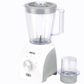 Geepas 2-in-1 Electric Food Blender 1.5L Jug Smoothie Maker Coffee Grinder, White