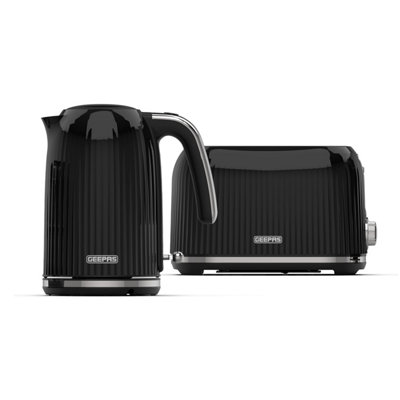 Geepas 2 Slice Bread Toaster & 1.7L Cordless Electric Kettle Combo Set 1750W Toastie Machine & 3000W Kettle, Black