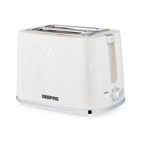 Geepas 2 Slice Bread Toaster Removable Crumb Tray 7 Browning Control, White
